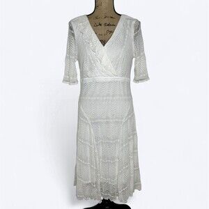 Chris McLaughlin White Lace Dress Bachelorette Party Beach Boho Romantic Sz 14